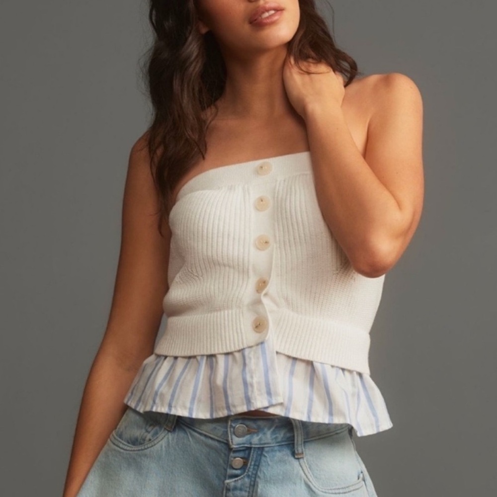 Anthropologie Strapless Twofer Sweater Top NWOT!